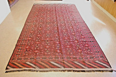 OLD, ANTIQUE RARE SIZE TURKMAN YAMOUTH SOUMAK KILIM 6’1″ x 10’10” GREAT PERFECT