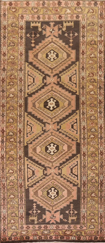 Geometric Traditional Muted 11 ft. Runner Rug 4x11 Wool Handmade Carpet