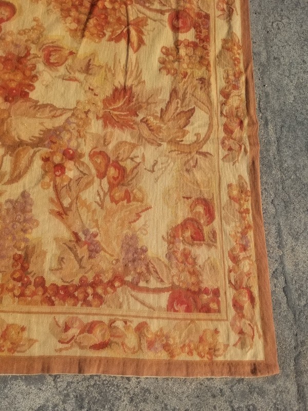 Vintage Handmade French Floral Needlepoint Wool Rug 258x166 cm gallery