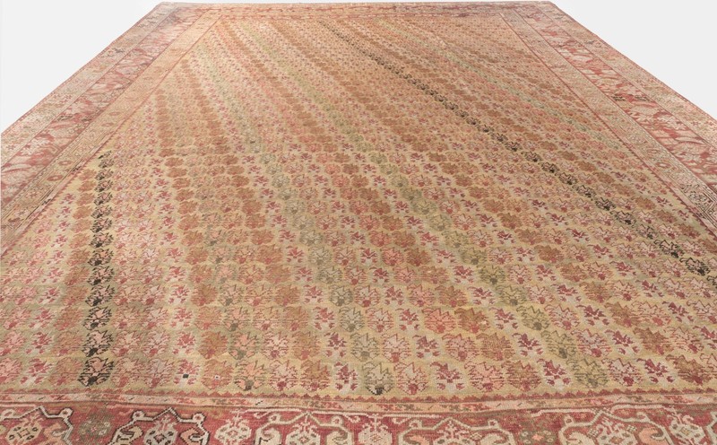 Antique Soft Peach Turkish Ghiordes Hand Knotted Rug 13'8 X 17'7 E21598 gallery
