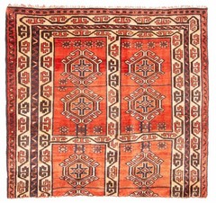 Vintage Hand-Knotted Area Rug 4’8″ x 4’4″ Traditional Oriental Wool Carpet