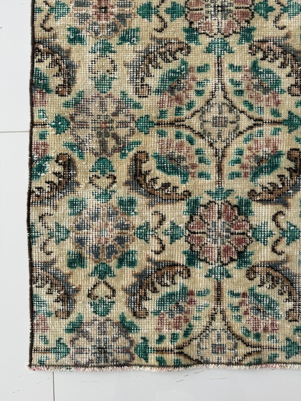 2x8 Turkish Vintage Runner Rug, Handmade Wool Carpet, Beige Blue Red Runner Rug gallery