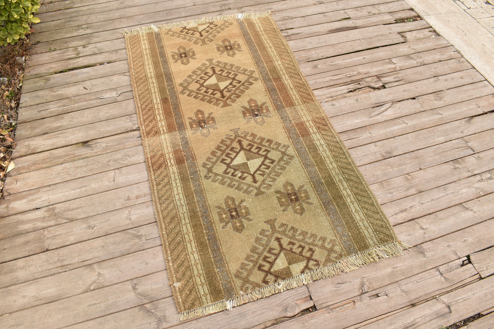 Turkish Rug 31''x57'' Oushak Oriental Runner Vintage Wool Hallway Carpet 2x4 gallery