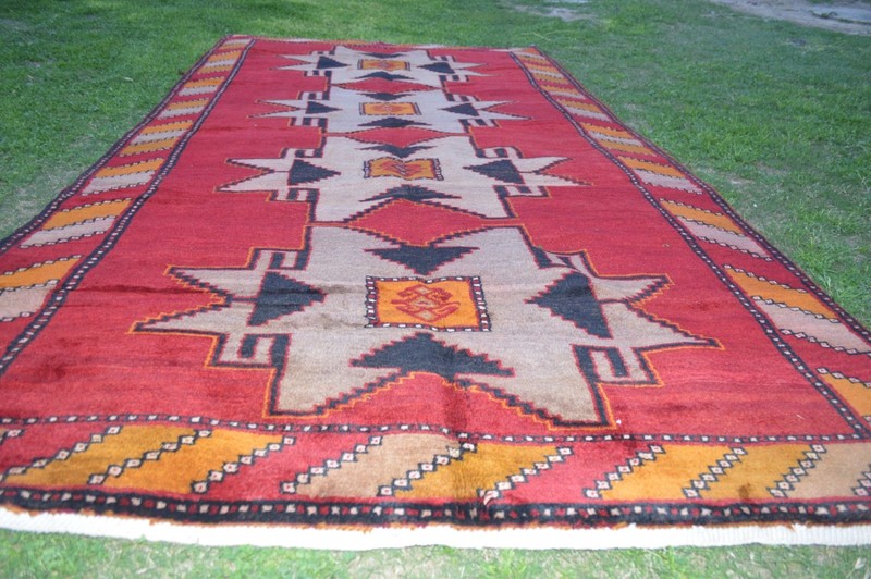 5 X 10 Ft COLLECTORS' ITEM Antique Stunning Star Kazak Caucasian Area Size Carpe gallery