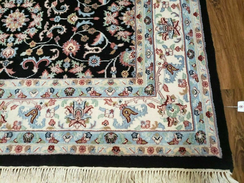 6' X 9' Handmade Indian Agra Wool Rug Carpet Vegetable Dyes Black gallery