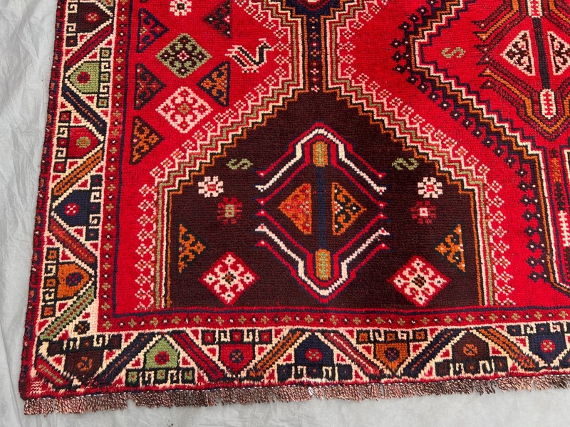 6'10x9'3 ft Vintage Afghan Red Geometric Medallion Design Handnooted Wool Rug gallery