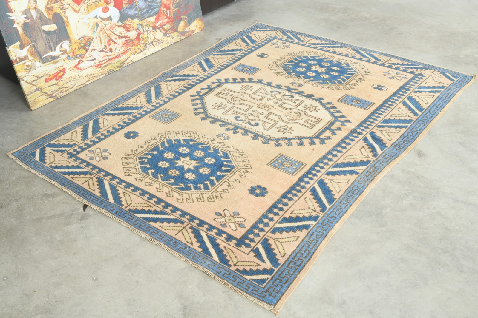 5x6 Turkish Antique Area Rug Anatolian Hand-Knotted Vintage Oushak Carpet,1438 gallery