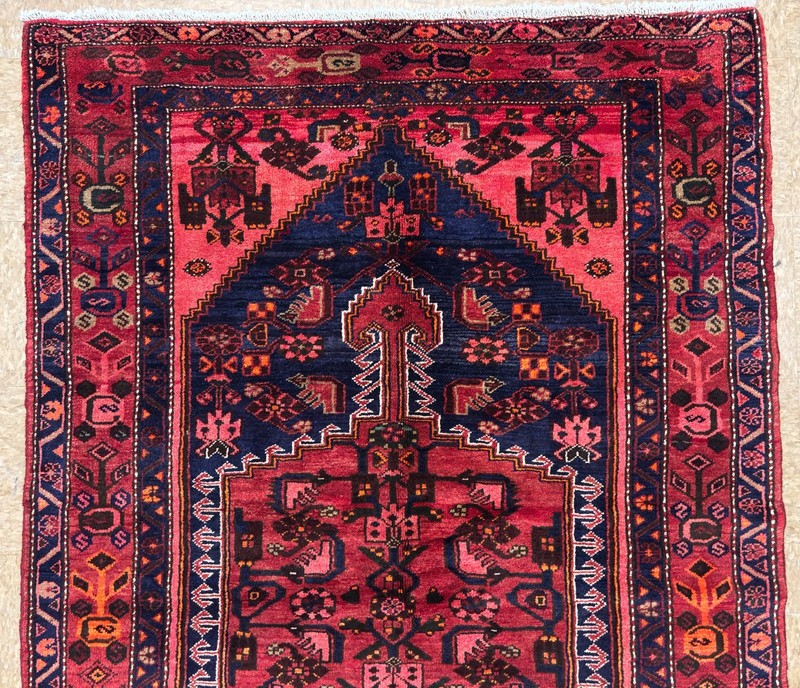 Hand Knotted Wool Area Rug 5x7 Zanjan Navy Blue Red Tribal Geometric Oriental gallery
