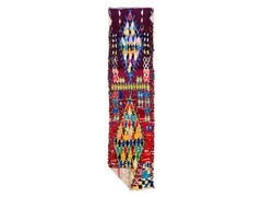 Moroccan Handmade Vintage Berber Rug 2’3×9 Geometric Multicolor Wool Cotton Rug