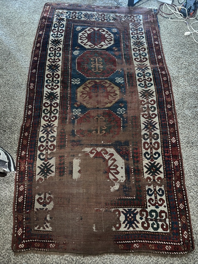 Antique Caucasian Kazak Rug 8 Feet X 4.5 Feet