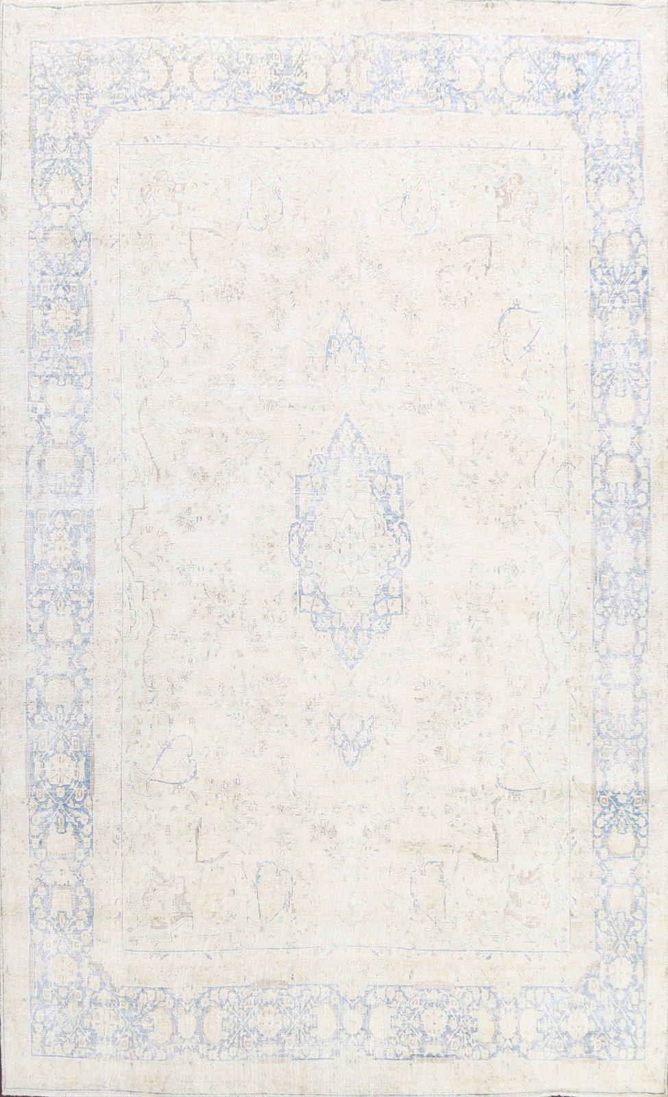 Muted Distressed Handmade Area Rug 10x13 Ft Beige Wool Carpet Oriental Rug gallery
