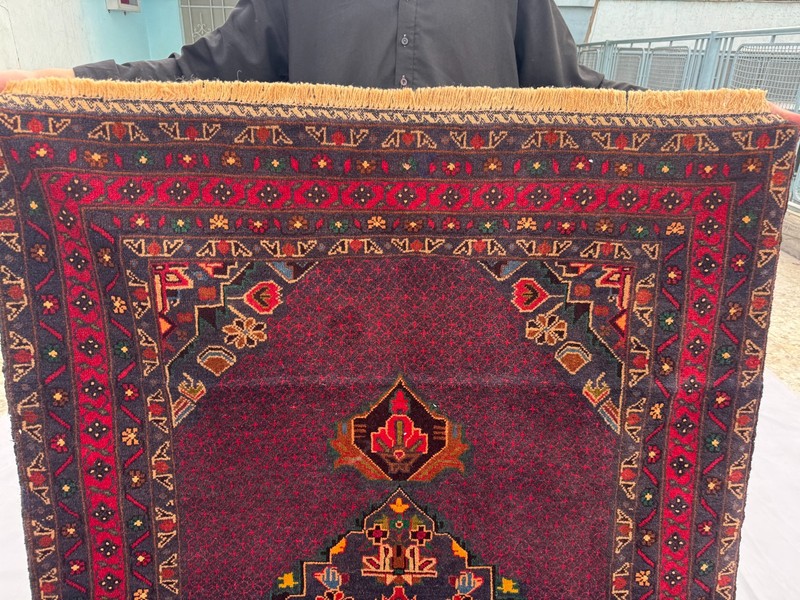 4x6 ft Fine Afghan Hand knotted Area Rug Red Geometric Baluchi Medallion Carpet gallery