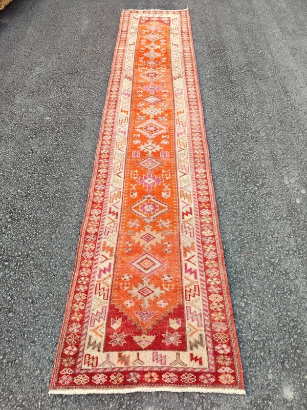 3x14 Ft Antique rug Colorful, Turkish runner 3x14 vintage, Heriz rug, Herki rug gallery