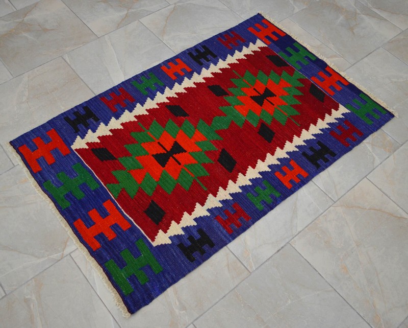 3x4 ft Rug OUSHAK RUG Hand Woven Vintage Turkish Kilim Rug Flat Weave Wool Rug gallery