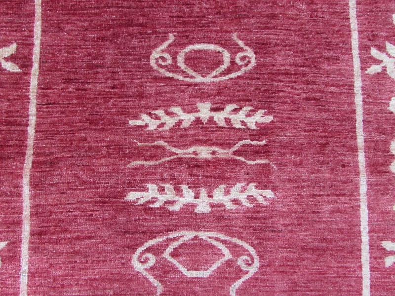 Traditional Hand Made Afghan Contemporary Gabbeh Wool Red Gold Rug 183x119cm gallery