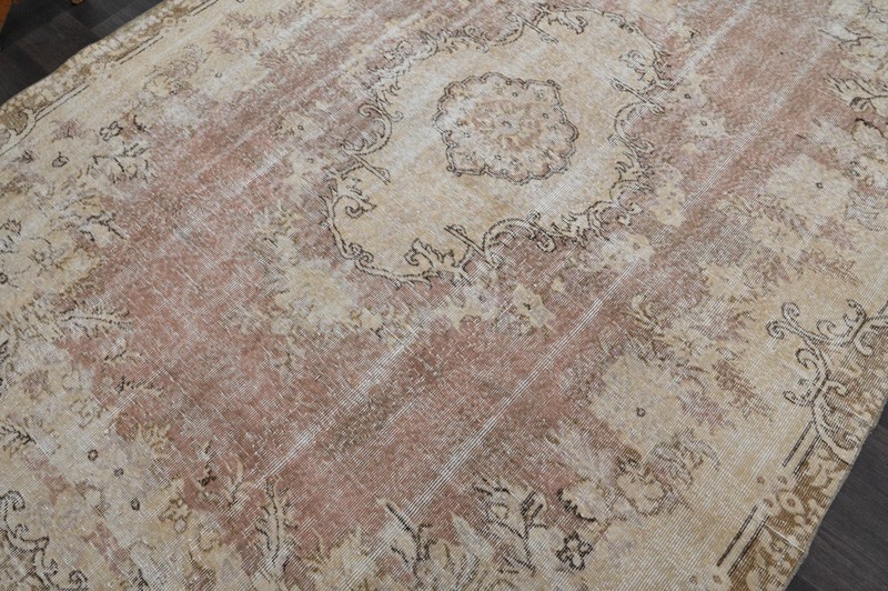Oushak Turkish Vintage Rug 6x10 Kilim Rug Anatolian Handmade Boho Decor PINK gallery