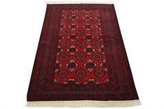 Vintage Tribal Rug 4’4” x 6′ Red Wool Hand-Knotted Oriental Carpet