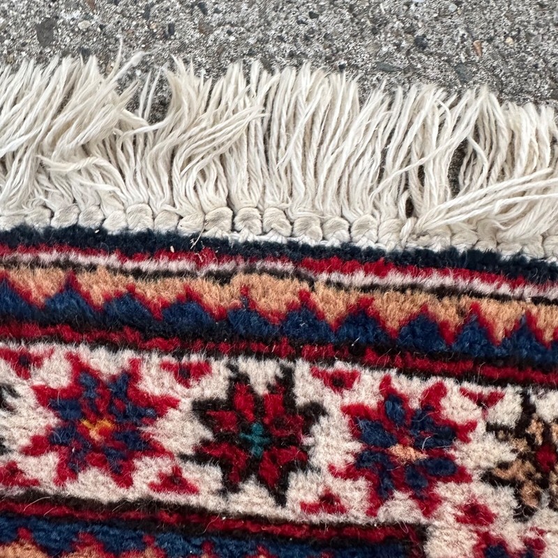 Vintage Perisan Runner Rug -86"x28" MultiColor Red Blue White Camel Wool gallery