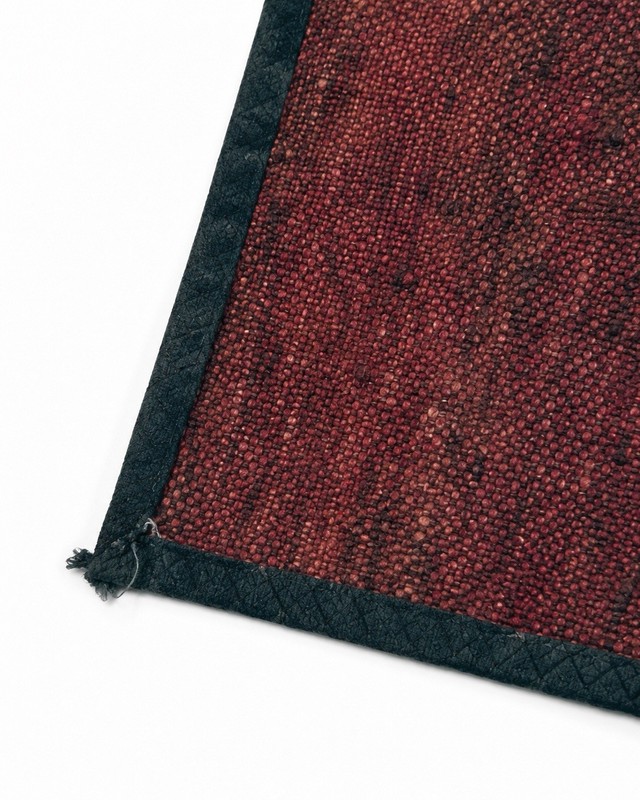 Vintage Afghan Wool Silk Kilim Rug Mat Handmade Minimalist Burgundy Red 18x22 in gallery