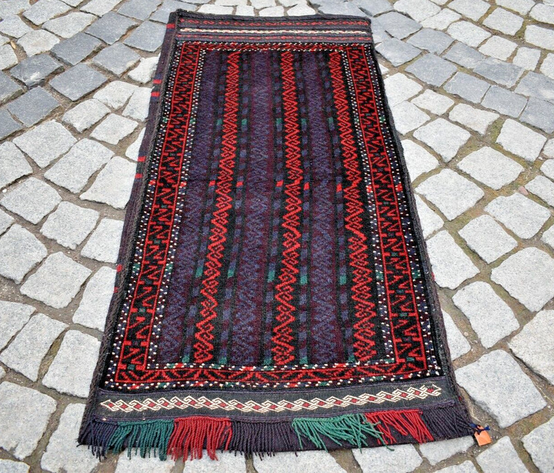 Antique Tribal Rug 22'' x 45'' Afghan Collector's Item Tribal Yastik Wool Rug gallery
