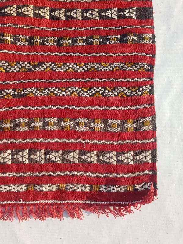 Fine Vintage Traditional Hand Made Oriental Wool Red Kilim Rug 173x113cm gallery