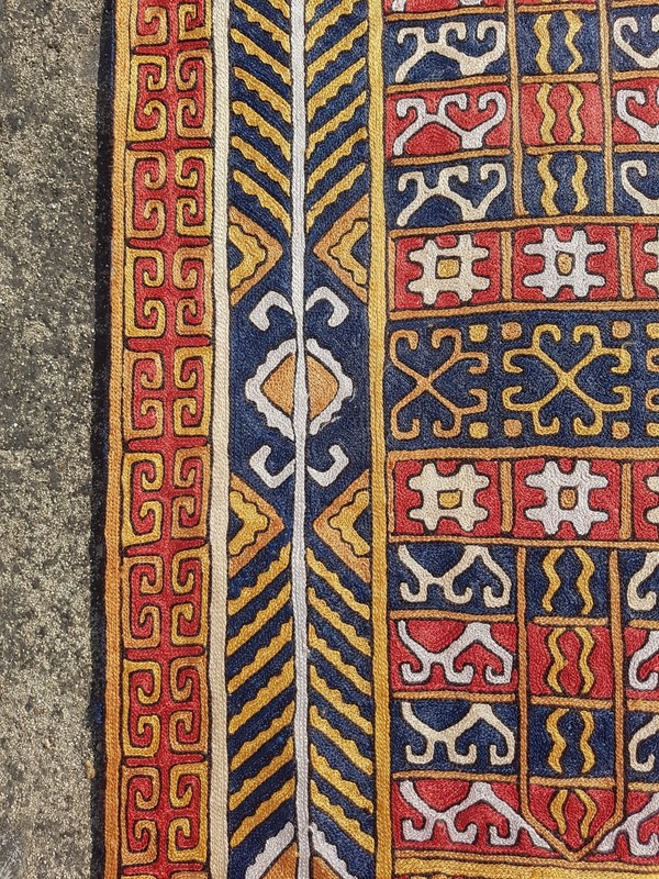 Vintage Hand Woven Traditional Kashmiri Multicolor Kilim Rug Carpet 90x59 cm gallery