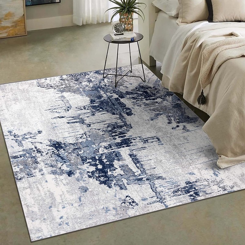 Contemporary Area Rug Blue Abstract Modern Rug Top Quality Carpets Premium Rugs gallery