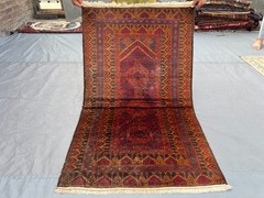 2’10 x 4’9 ft Vintage Afghan Baluchi Prayer Rug Hand Knotted Wool Oriental Rug