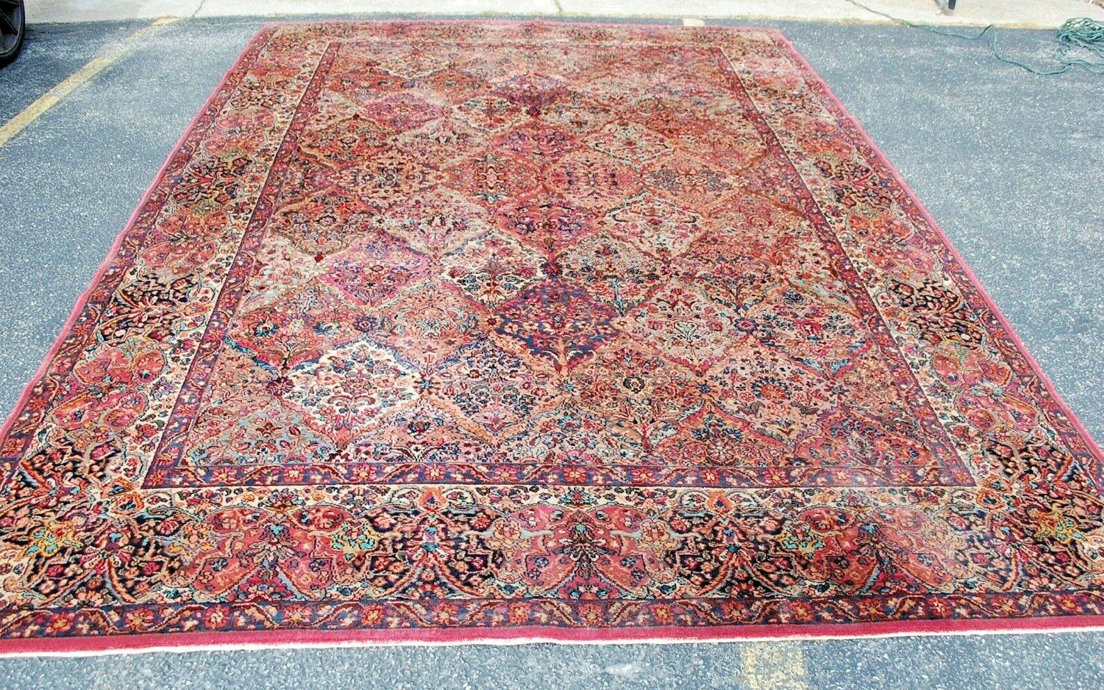 ANTIQUE EARLY KARASTAN KIRMAN MULTI_COLOR PANEL PATTERN #717 RUG CARPET 8'8"X12' gallery