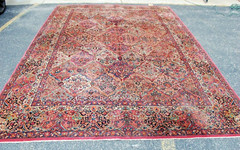 ANTIQUE EARLY KARASTAN KIRMAN MULTI_COLOR PANEL PATTERN #717 RUG CARPET 8’8″X12′