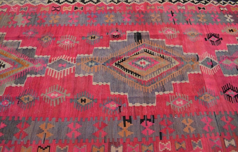 4'9 x 13 Vintage Geometric Flatweave Tribal Kilim Handmade Wool Area Rug 5 x 13 gallery
