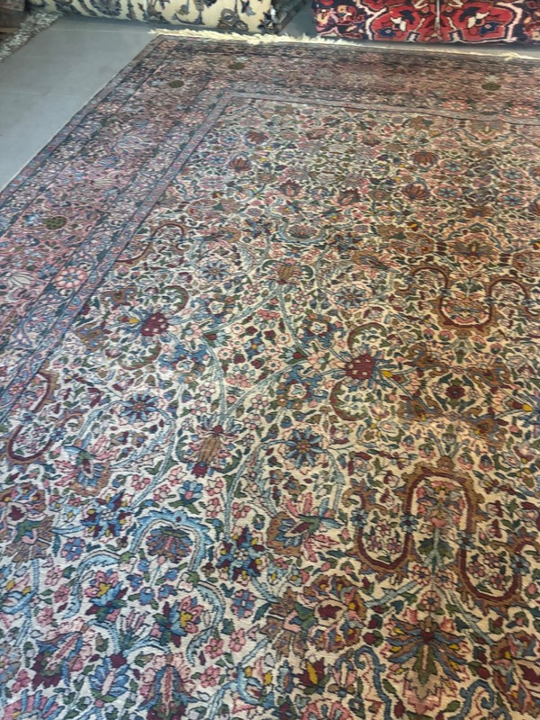 BEAUTIFUL. HANDMADE ANTIQUE RUG. CARPET . TH19 12X9 KER.MAN gallery