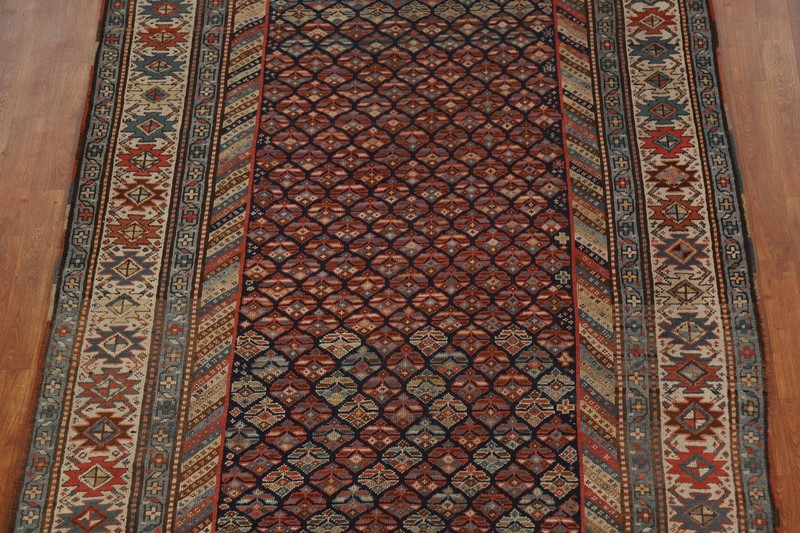 Pre-1900 Antique Vegetable Dye Russian Kazak Oriental Handmade Runner Rug 5x13 gallery