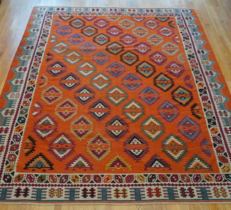8' x 10' AHTIQUE TURKISH KILIM NAVAJO DESIGN HAND-WOVEN WOOL ORIENTAL RUG gallery