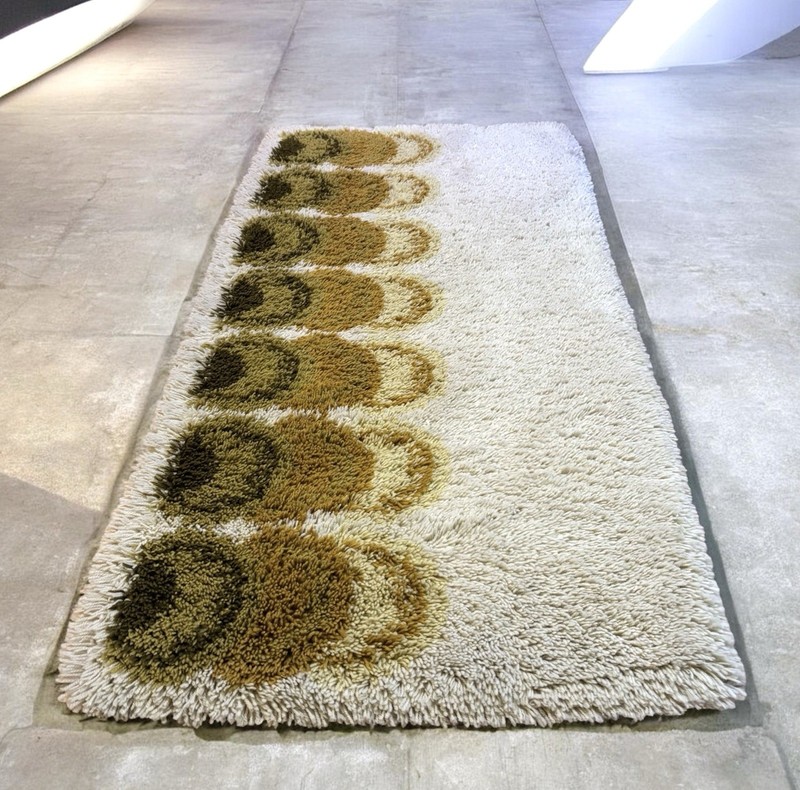 Vintage 1970’s Danish Scandinavian Wool Rya Shag Rug 55”x27” gallery