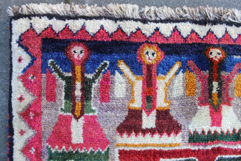 Vintage Traditional Hand Made Oriental Gabbe Wool Red Rug 242x156cm Animal Lion gallery