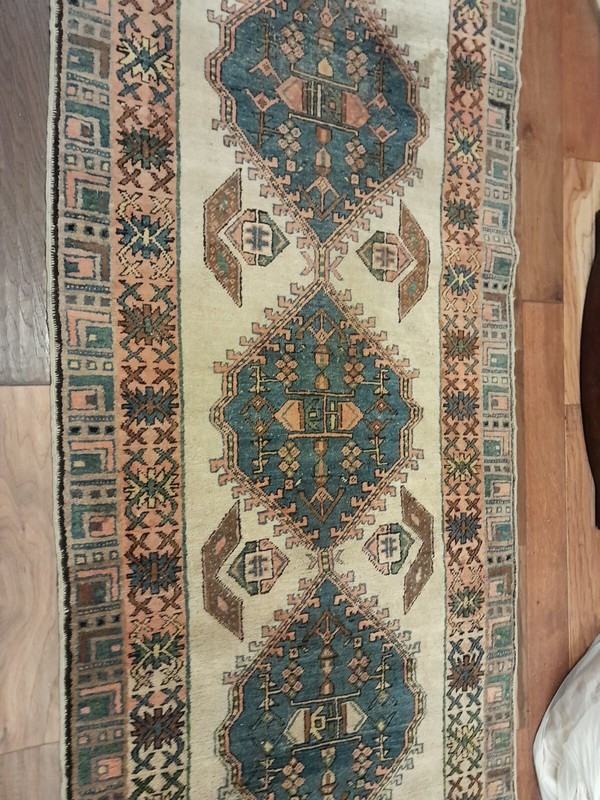 1800"s Oriental Anatolian Rare Karabagh Kazak long rug nice color H/knotted gallery