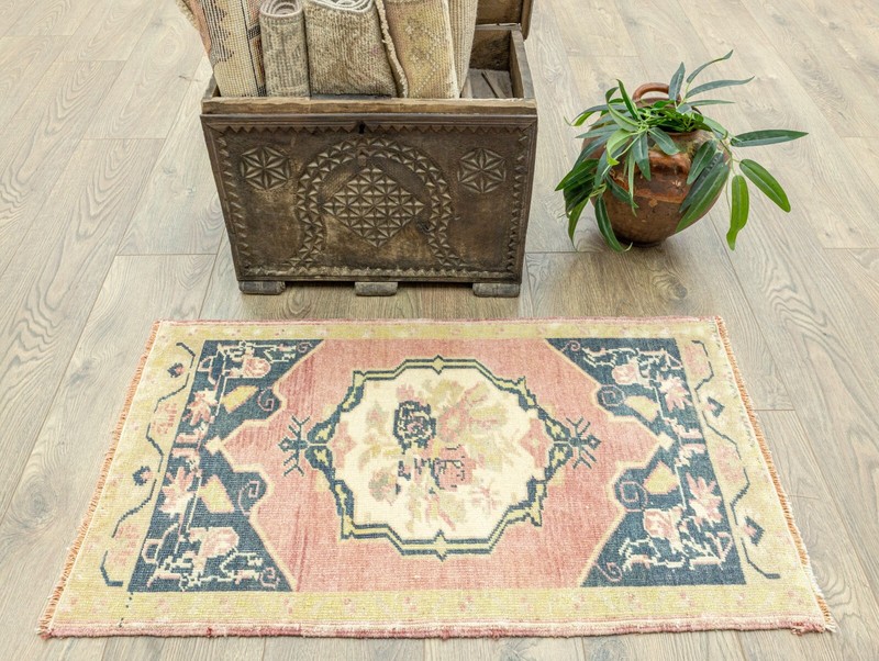 Eco Friendly Stylish Bath, Floor Mat-Hand Knotted Oushak Turkish Rug-1.9x3.1 ft gallery