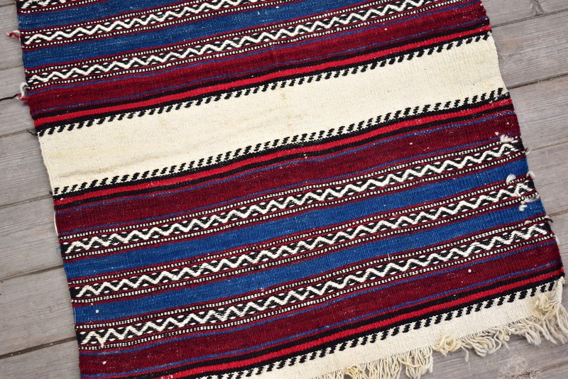 Turkish Kilim 24''x41'' Handwoven Gaziantep Mini Cicim Kilim 63x105cm Chair Rug gallery