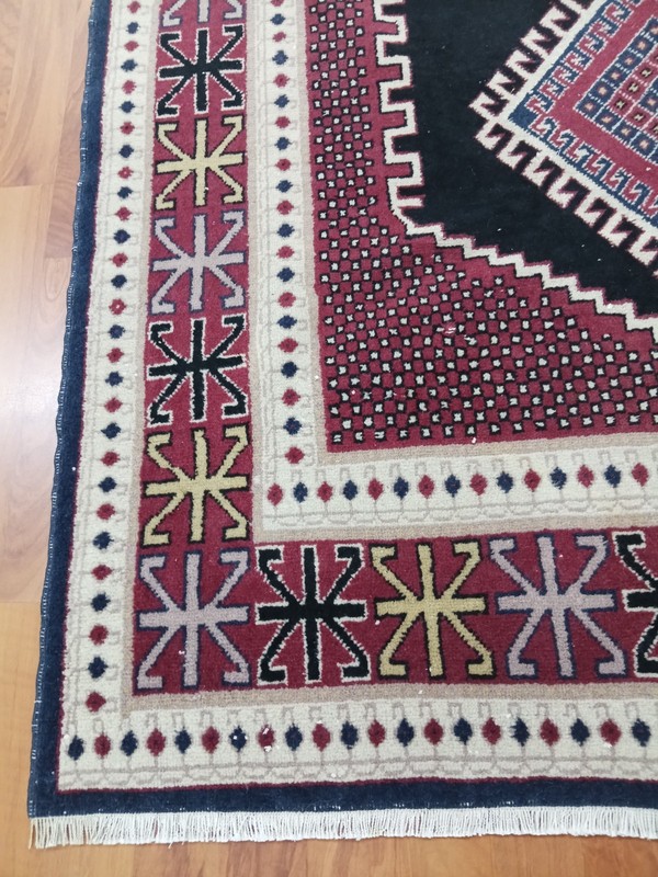 Antique Black Azerbaijan Rug Handmade Bohemian Geometric Rug Modern Area Rug gallery
