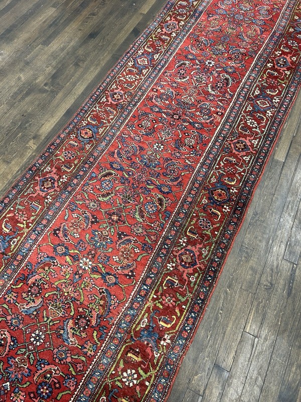 STUNNING Antique Bijar Runner Rug Hand Knotted 16’1 X 3’4 Vegetable Dyes C.1900 gallery