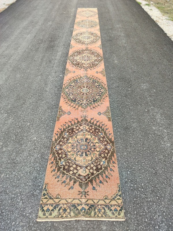 20 ft extra long runner rug Hallway, Long runner Turkish Oushak vintage 3x20 gallery