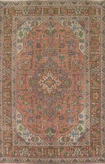 Vintage Over-Dyed Orange Wool Hand-knotted Floral Traditional Area Rug 7×10