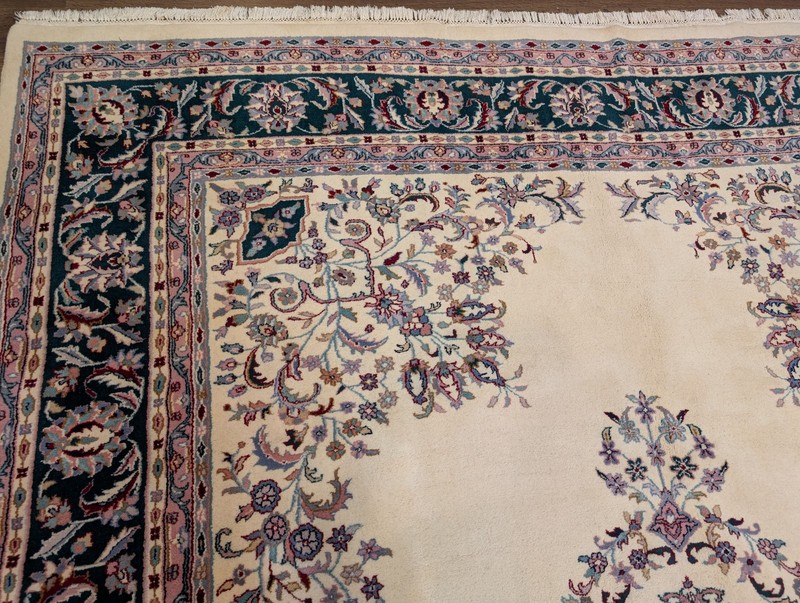 Indo Per'sian Kirman Rug 9x12, Open Field, Hand Knotted Wool Carpet gallery