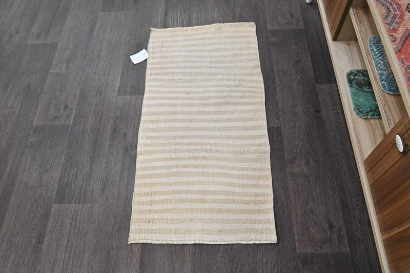 Oushak Turkish Doormat Rug 2x3 BEIGE Vintage Anatolian Handmade Small Kilim Rug gallery