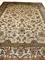 Antique Oriental Hand-Knotted Wool Area Rug Ivory/Light Blue/Red 9’6″ x 12’8″