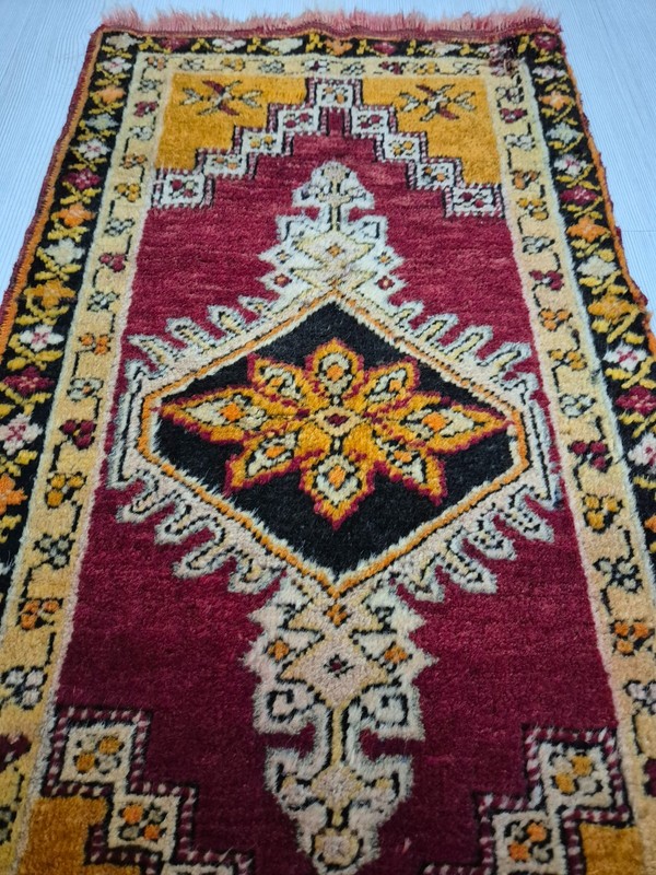 Antique Rug Pillow, Hand Woven Small Carpet, Anatolian Rug, Wool, Handmade gallery