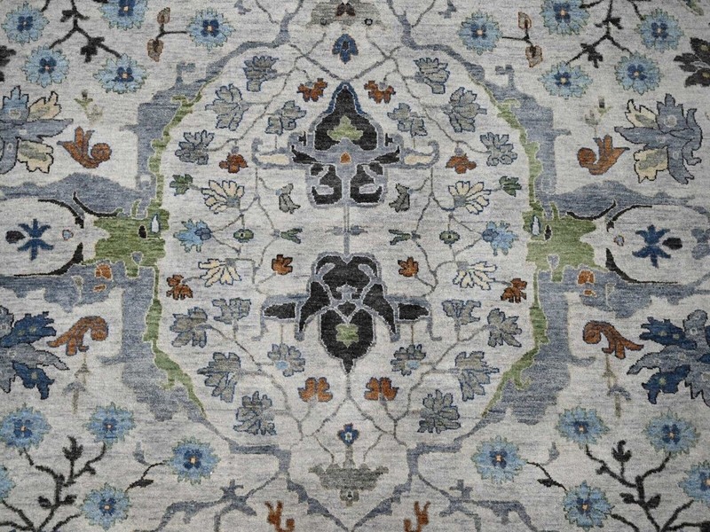 12'x18'Gray, Hand Knotted, Angora Oushak With All Over Design, Dense Weave, Rug gallery