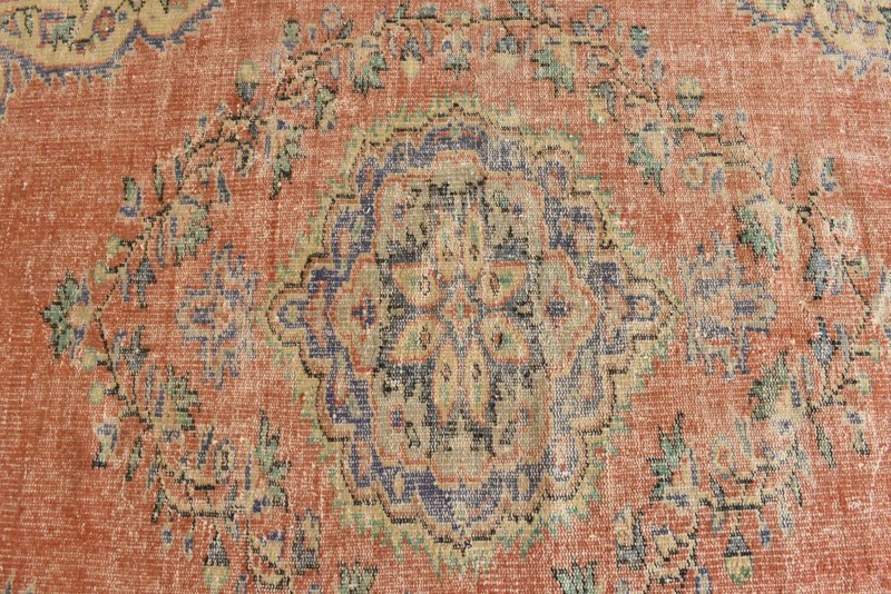Handmade Area Rug 8.6 x 5.5 ft Distressed Anatolian Vintage Medallion Rug C45 gallery
