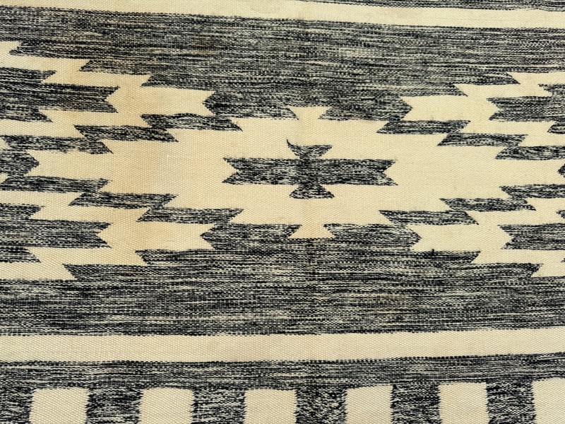 Vintage 5'6 x 7'10 Ft Moroccan Flat Weave Kilim Rug, Black White Geometric Rug gallery